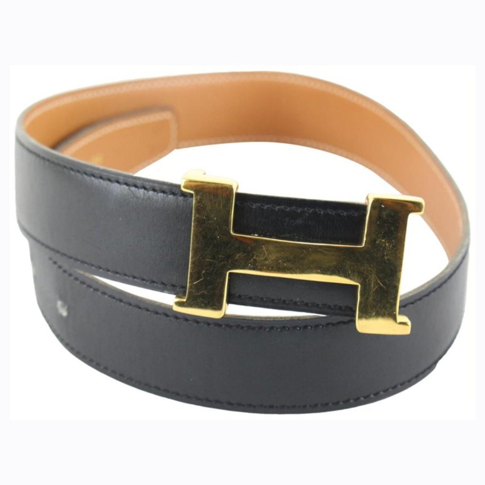 Hermès Reversible Black x Brown x Gold 24mm Constance H Logo Belt Kit 72h84s